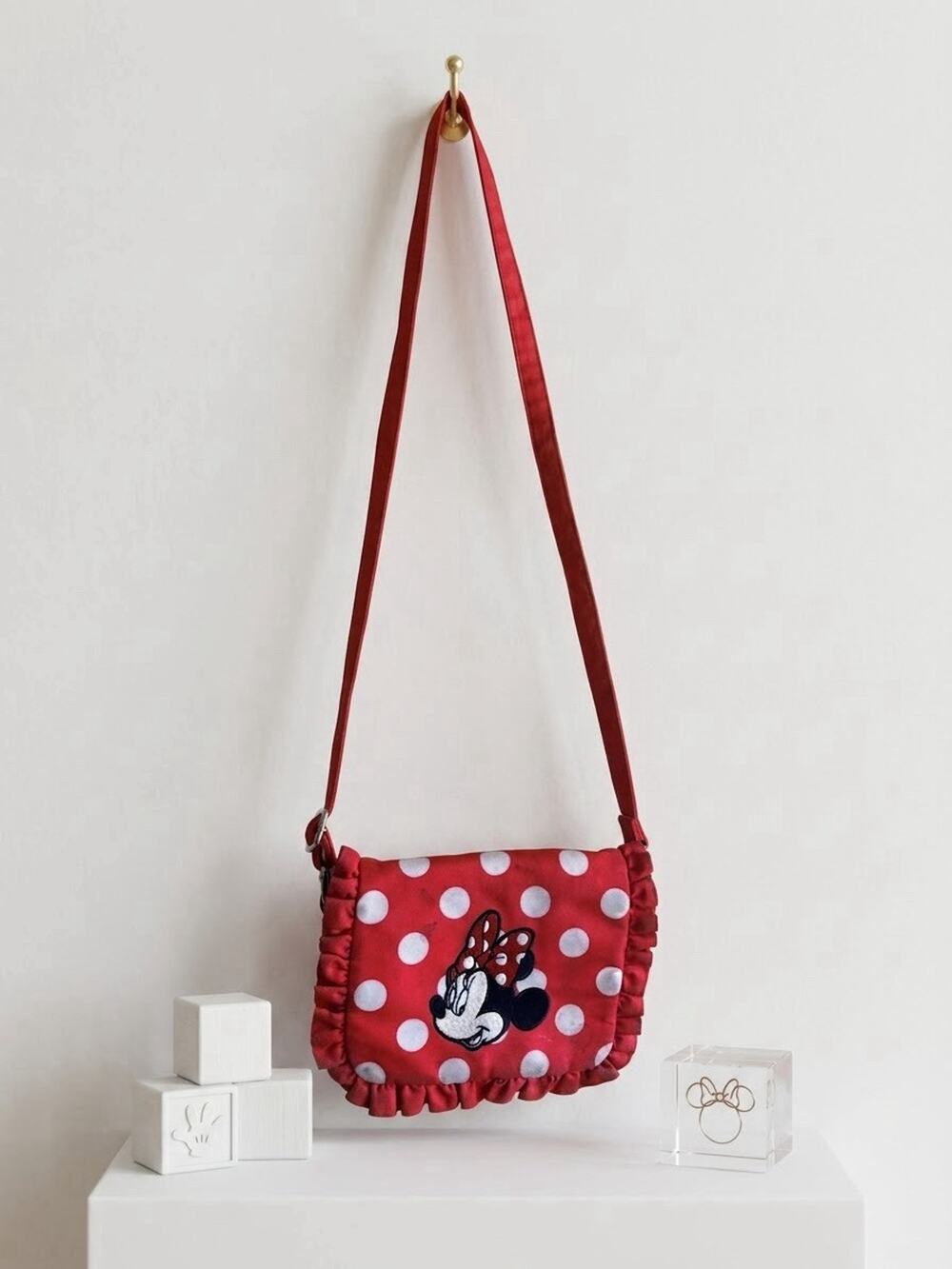 Disney Parks Minnie Mouse Crossbody Purse Bag Red & White Polka Dots EUC